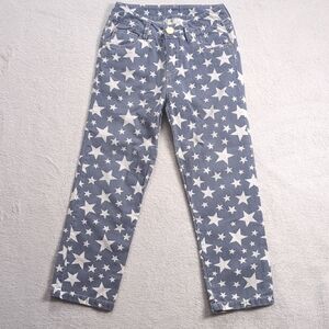 Illudia Kids Cotton Denim Pants Slate Blue with White All Over Star Print